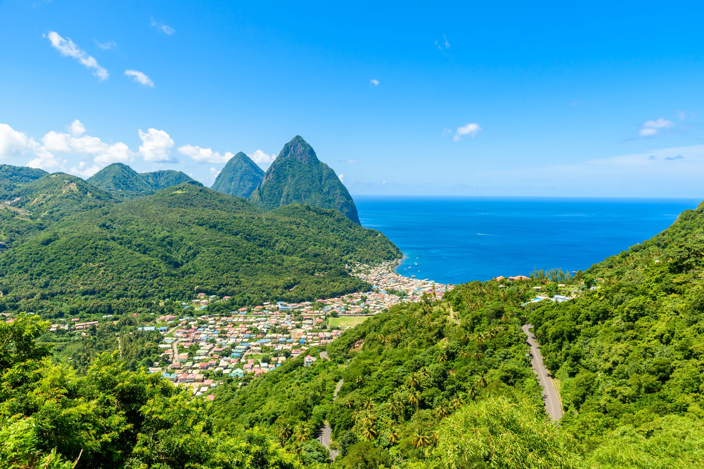 Overview of the town of Soufrière, St. Lucia