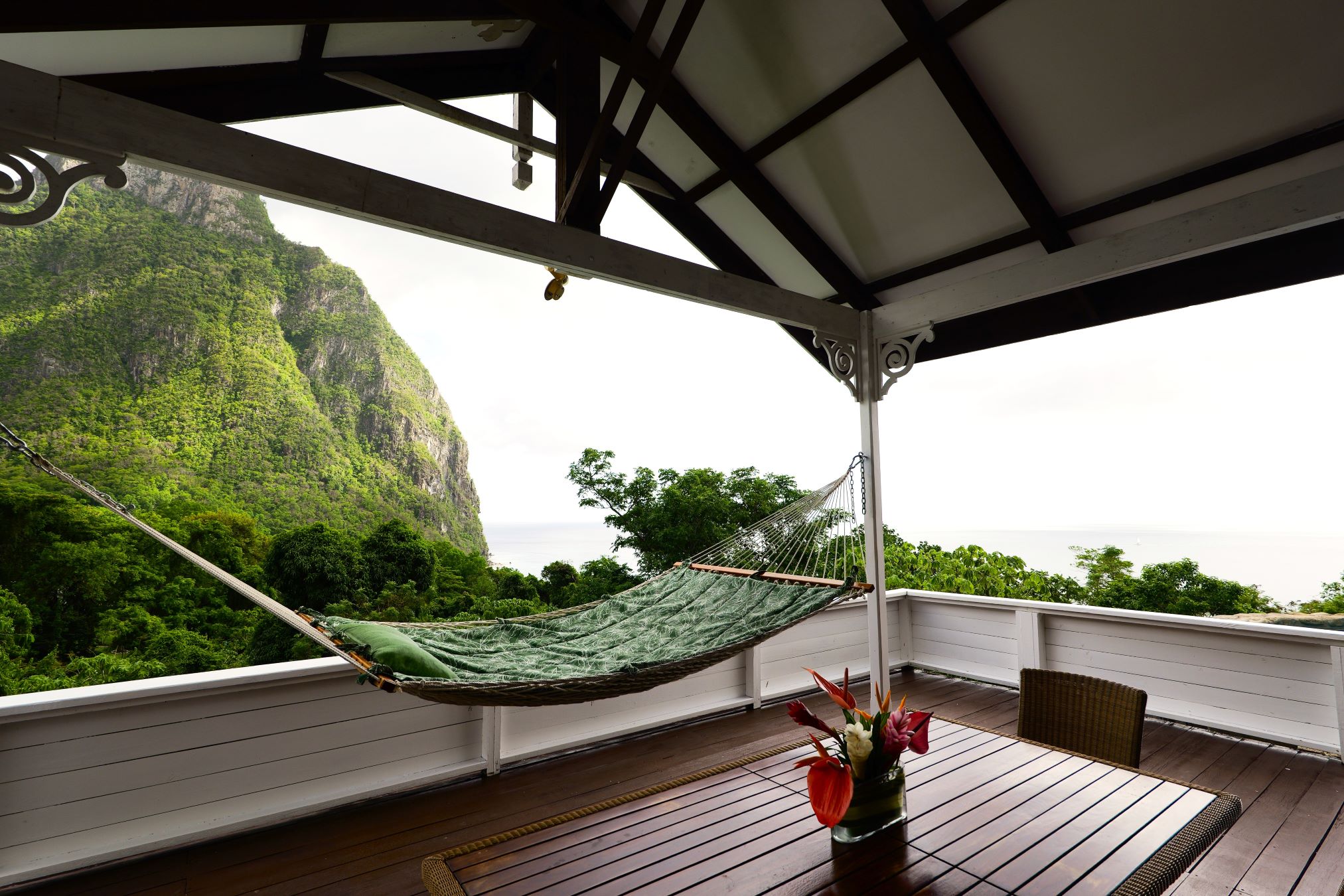 Woman reclining in hammock